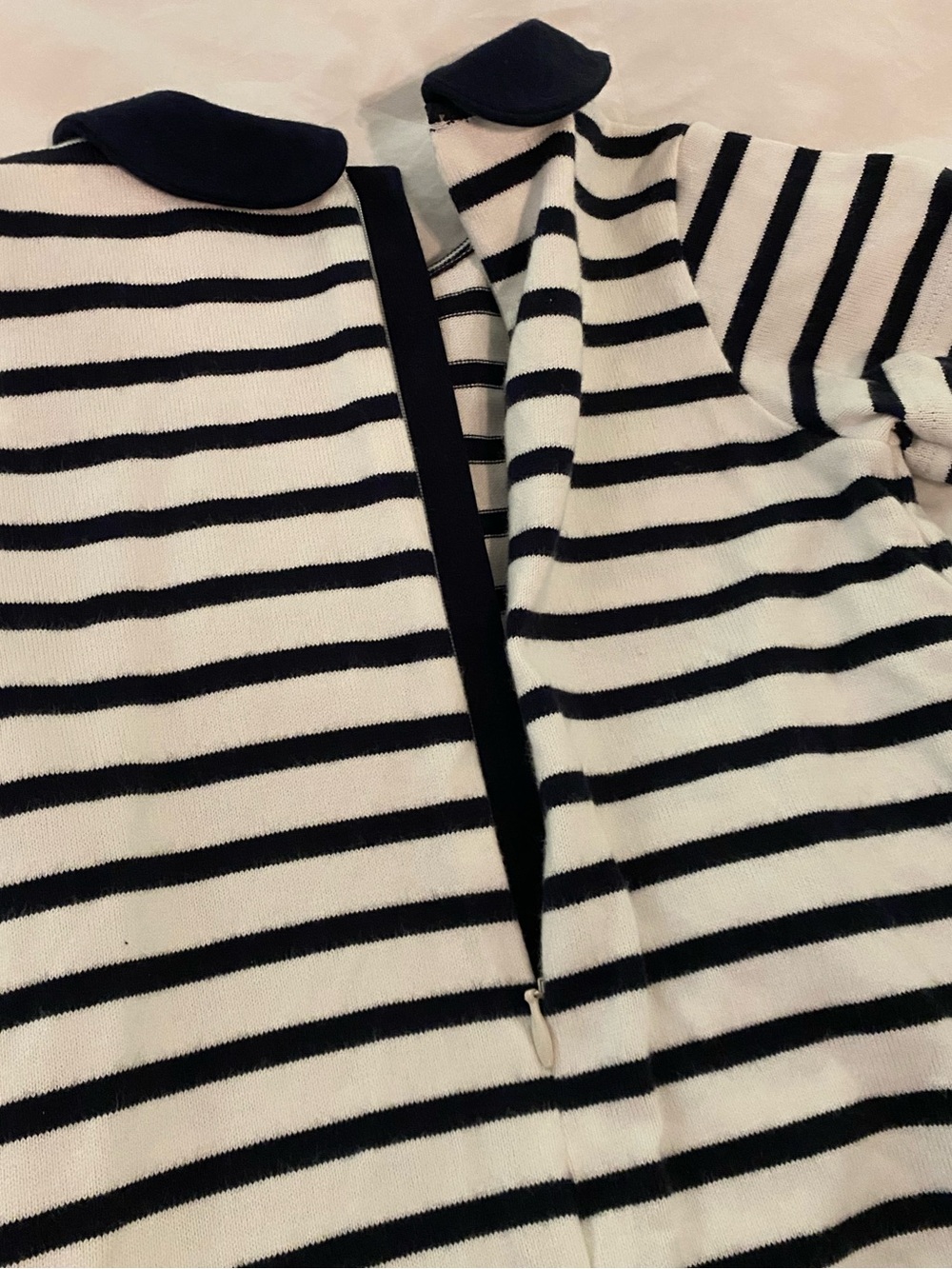 Petit Bateau Navy & White Striped Peter Collar Dress 4T - Picture 5 of 6